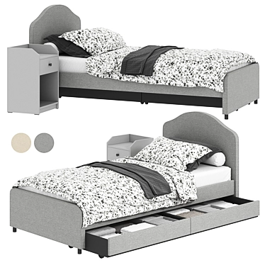 IKEA HAUGA Bed Set: Drawers & Bedside Table 3D model image 1 
