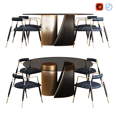 Hege Table and Frame Chair Set 3D model image 1 