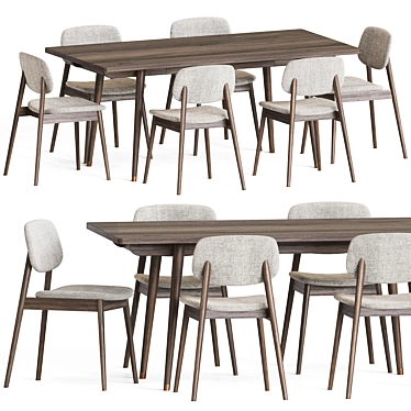 Larson Frey Dining Set | Elegant Marble & Wood Design 3D model image 1 
