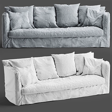 Elegant Vittoria Slipcover Sofa 3D model image 1 