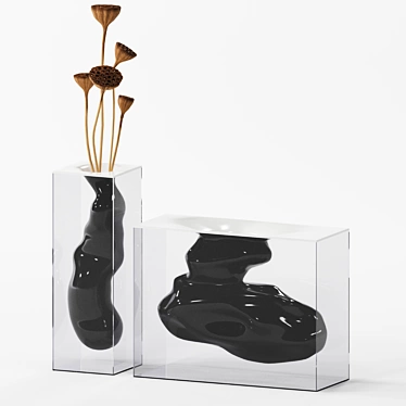 Organic Elegance: Angelo & Angela Glass Vases 3D model image 1 