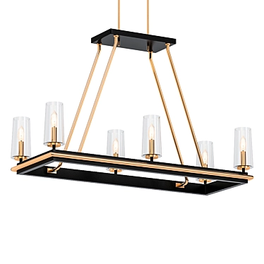 Elegant Brass & Black Island Chandelier 3D model image 1 