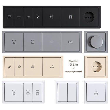 Schneider Electric Merten D-Life: Stylish Sockets & Switches 3D model image 1 