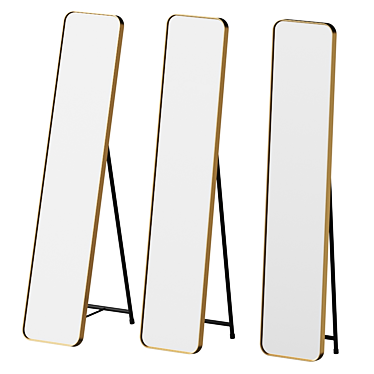 Scandi Style Brass-Framed Full-Length Mirror 3D model image 1 