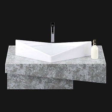 Modern Ceramic Concrete Wash Basin 3D model image 1 