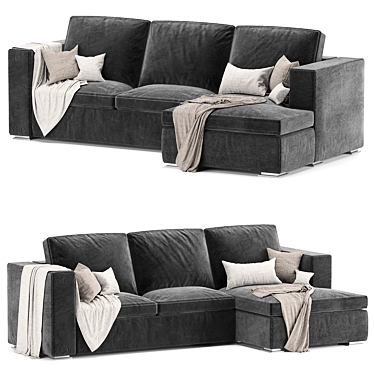 Modern Black Vario Corner Sofa 3D model image 1 