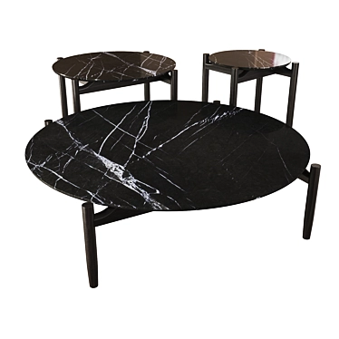 Elegant Marble and Wood Coffee Tables 3D model image 1 