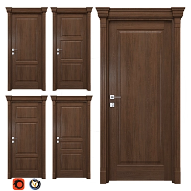 Holz Dante Interior Doors - 5-Piece Set 3D model image 1 