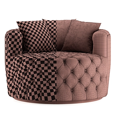 Retro Swivel Tufted Barrel Chair 3D model image 1 