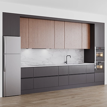 Modern Kitchen with Miele, Gaggenau Appliances 3D model image 1 