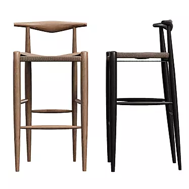 Sleek Scandinavian Design Counter Stool 3D model image 1 