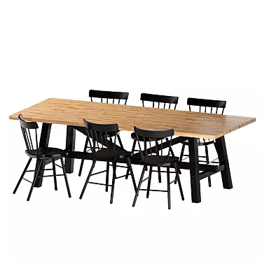 Rustic Dining Set SKOGSTA/NORRARYD 3D model image 1 