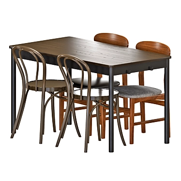 Sleek IKEA TOMMARYD Table & GUNLEIF Chairs 3D model image 1 