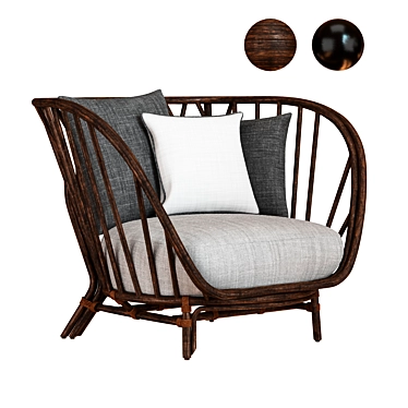 Elegant Kyoto Rattan Armchair 3D model image 1 