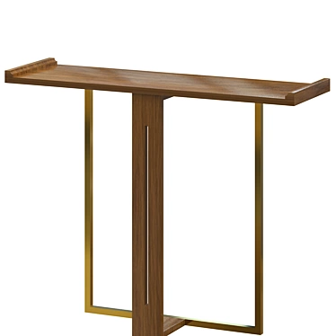 Sleek Black & Gold Narrow Console 3D model image 1 