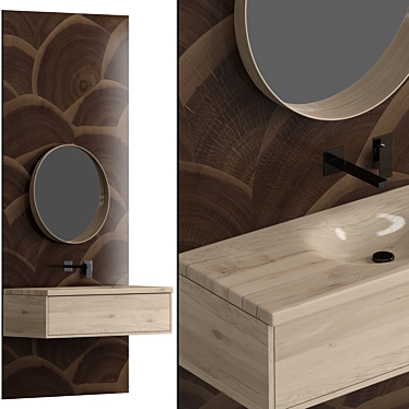 Elegant Wood & Marble Bathroom. 3D model image 1 