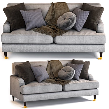 Gray Elegance: Woven Fabric 3-Seater Sofa 3D model image 1 