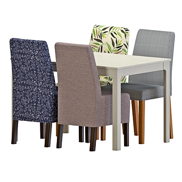 Scandinavian Elegance: IKEA EKEDALEN Table and BERGMUND Chairs 3D model image 1 