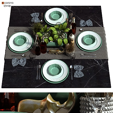 Elegance Tableware Set 3D model image 1 