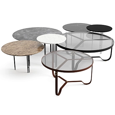 Gubi Coffee Tables Set: Adnet & IOI Tables 3D model image 1 