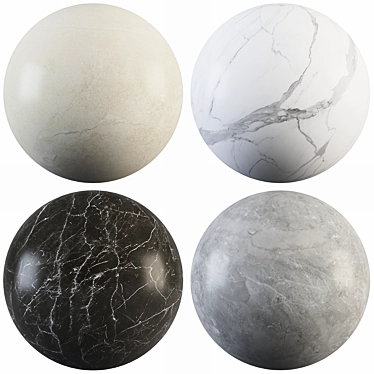Luxury Marble Collection: Statuario White, Beige, Fox Dark & Gray 3D model image 1 