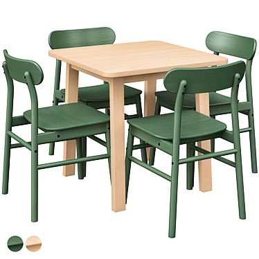 Norråker Small & Rönninge: Stylish Birch Table & Chair Set 3D model image 1 