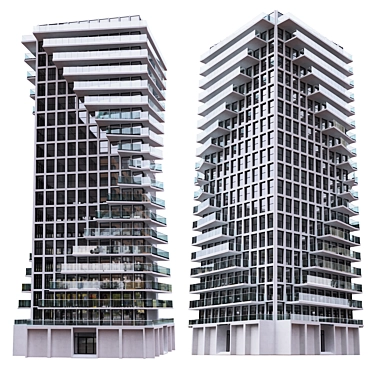 Tower No5: Versatile 4-Sided Facade 3D model image 1 