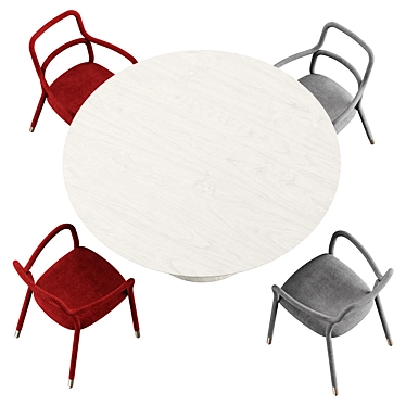 Elegant Chair and Table Set 3D model image 1 