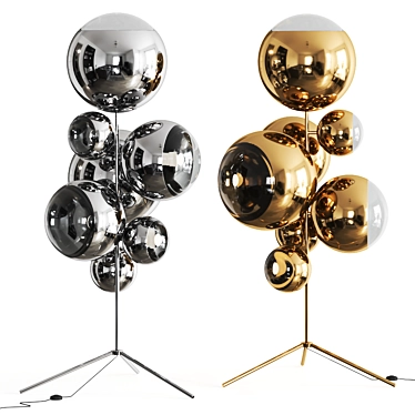 Gorgeous Gold Mirror Ball Chandelier 3D model image 1 