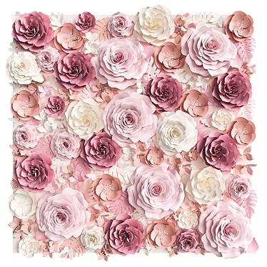 Title: Paper Flower Wall. Photo Backdrop 3D model image 1 