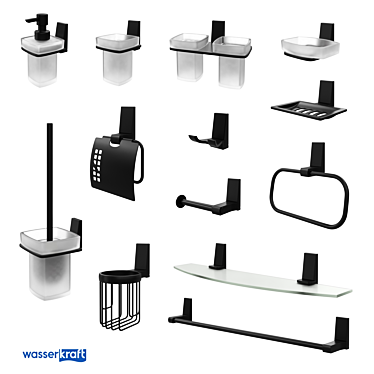 Title: Sleek Black Bathroom Accessories_Obtuse Elegance 3D model image 1 