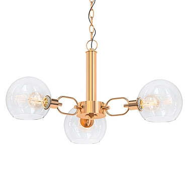 Andres Gold 3-Light Chandelier 3D model image 1 