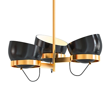 Lightwell Triple Chandelier in Soft Brass 3D model image 1 