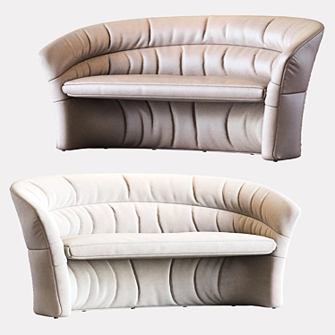 Natuzzi Italian Leather Barrel Sofa 3D model image 1 