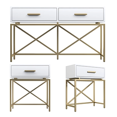 Gold Frame Hudkoff Console 3D model image 1 