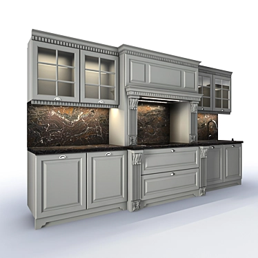 Luxury Neoclassical Kitchen: Customizable Design & Premium Appliances 3D model image 1 