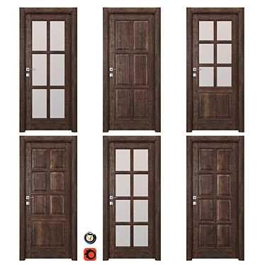 Dante (Holz) Interior Doors - 6-Piece Set (Part 4) 3D model image 1 