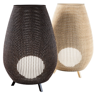 Rattan Outdoor Floor Lamp 3D model image 1 