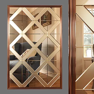 Elegant Geometric Wall Mirror 3D model image 1 