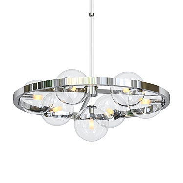 Modern Chrome Chandelier with Clear Glass 3D model image 1 