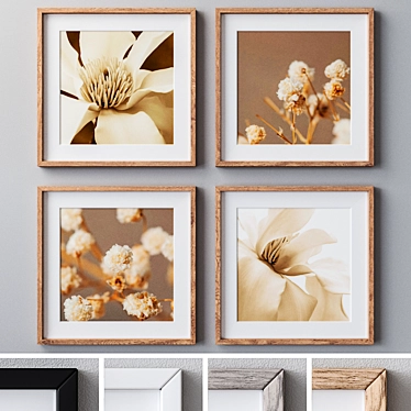 4-Piece Set of Wall Paintings with Various Frame Colors 3D model image 1 