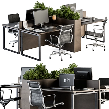 Office Greenery: Employee Black & Plant Box 3D model image 1 