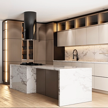 Modern Island Kitchen: Stylish & Versatile 3D model image 1 