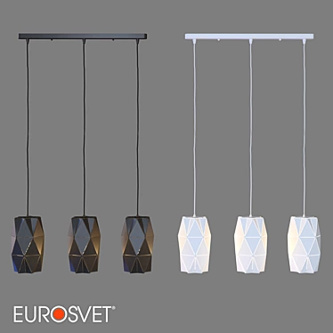 Reprise Pendant Light: Eurosvet 50145/3 - Black & White Metallic 3D model image 1 