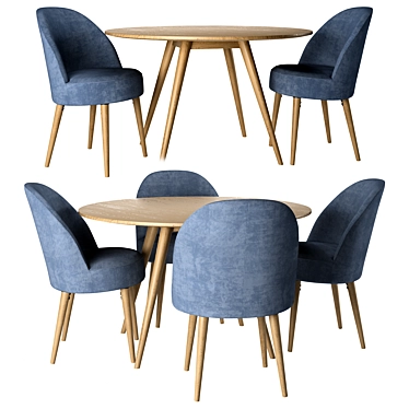 Quilda 5-Piece Dining Set 3D model image 1 