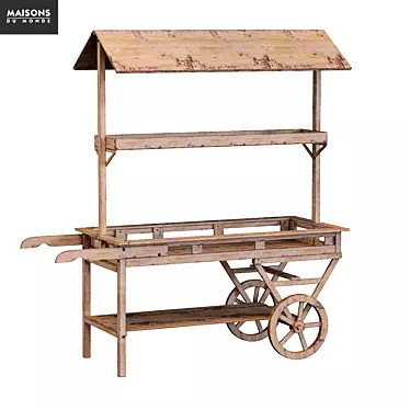 Rustic Pine Farm Trolley 3D model image 1 