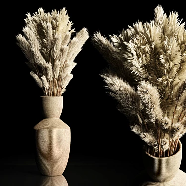 Concrete Vase with Dry Plants 3D model image 1 