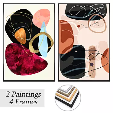 Artistic Masterpieces: Set of 2 Paintings 3D model image 1 