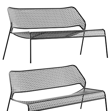 Sleek Mesh Settee: Contemporary Comfort 3D model image 1 