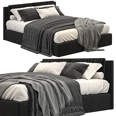 Sleek Gray Bed: Minimalistic Elegance 3D model image 1 